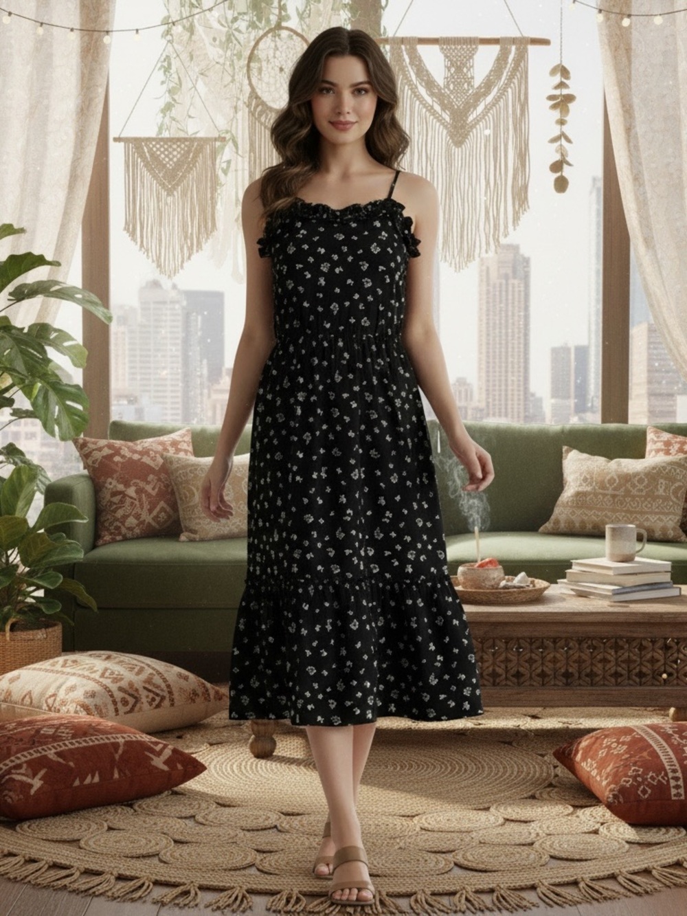 Who What Wear Floral Ruffle Dress